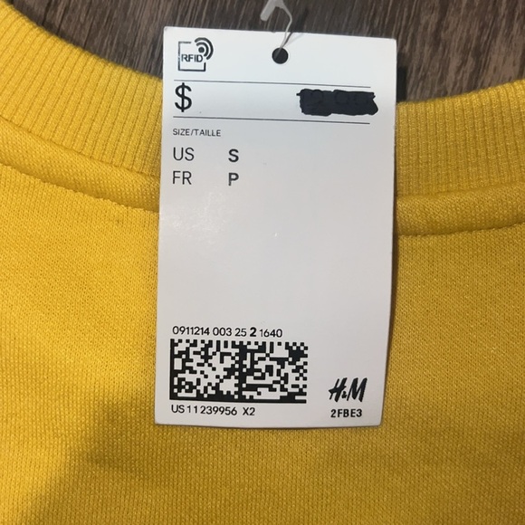 H&M Yellow and White Crewneck sweatshirt with Color-Block Design - Picture 7 of 7